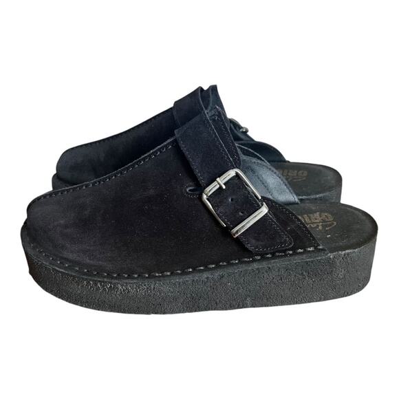 Clarks Originals Trek Wedge Platform Black Suede Slip On Mules Shoes Size 7.5 - Picture 2 of 9